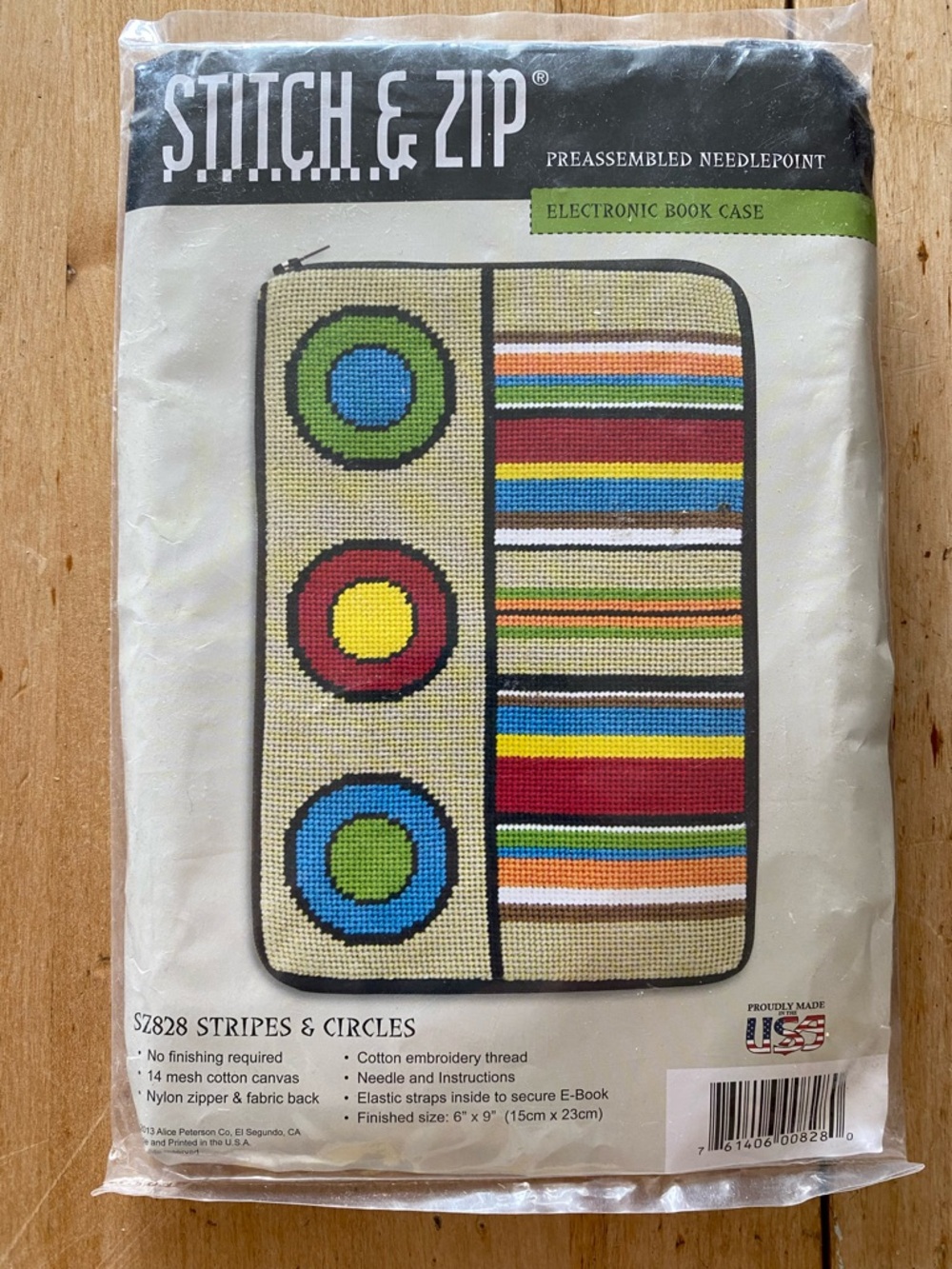 Stitch & Zip Needlepoint Kit. Case for Electronic Book (6” x 9” finished size) - Picture 2 of 10
